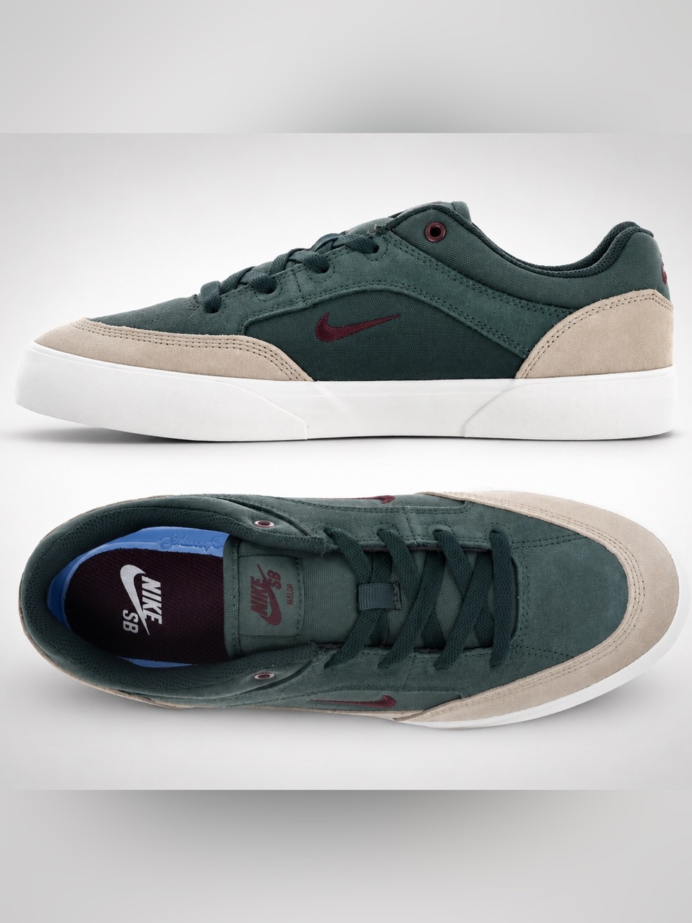 Nike Kids Teal Canvas Sneakers with Burgundy Swoosh